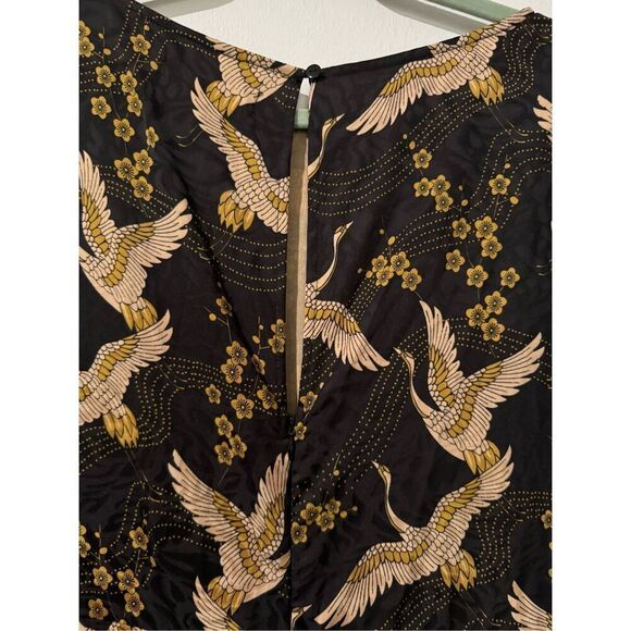 Anthropologie Traffic People black and Gold bird print casual jumpsuit XL - Picture 6 of 7